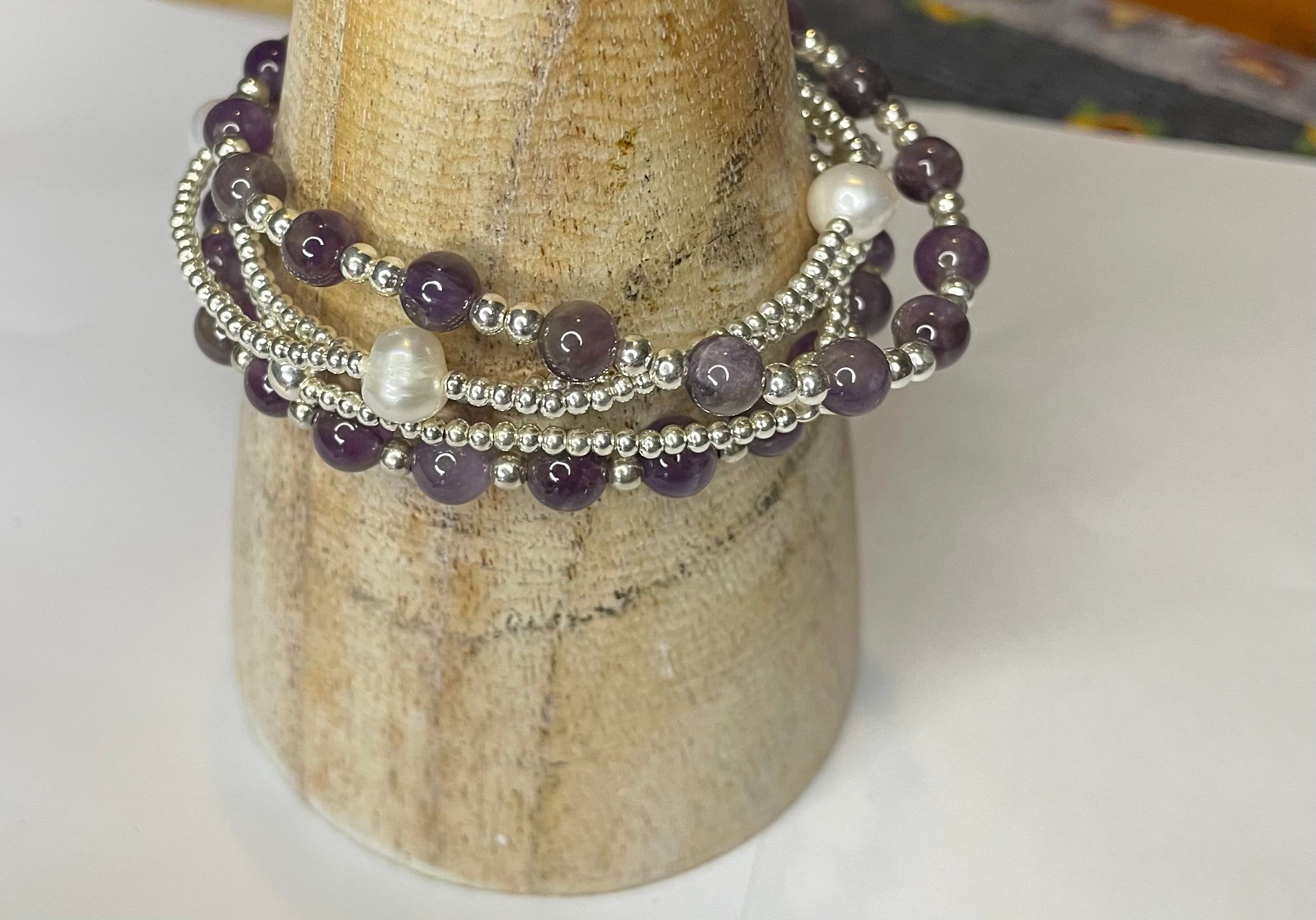 Amethyst and sterling silver bracelet collection