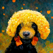 Priscilla_cute_black_poodle_with_yellow_and_orange_scarf_oil_pa_459d6df5-8a9c-42b6-80ac-b8