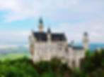A panoramic view of the side of castle Neuschwanstein
