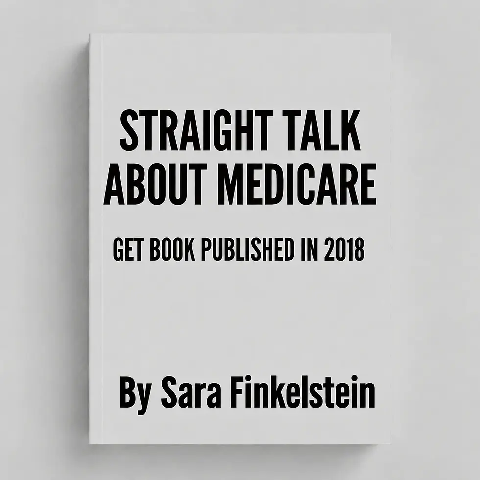 Packshot photography of a book titled 'Straight Talk about Medicare' by Sara Finkelstein. The design is simple and minimalist with bold black text on a light grey background.