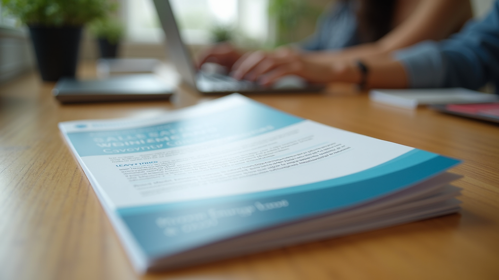 Eye-level view of a Medicare informational brochure on a wooden table