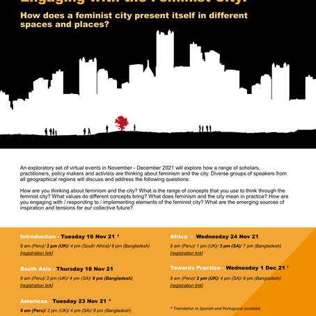 Engaging with the Feminist City - Upcoming series of events