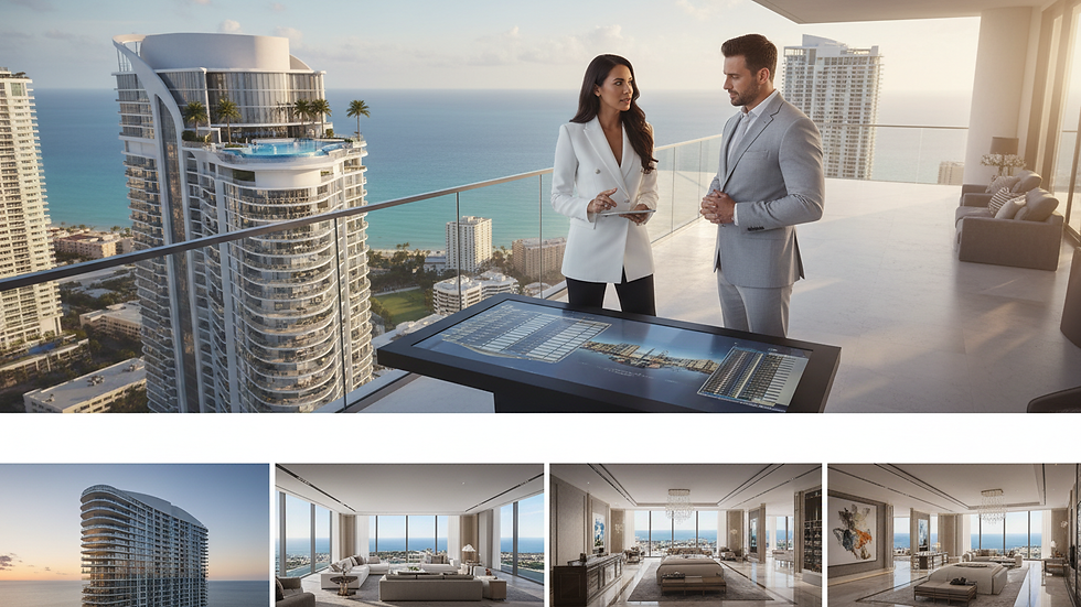 High angle view of luxury real estate agent showing property to client