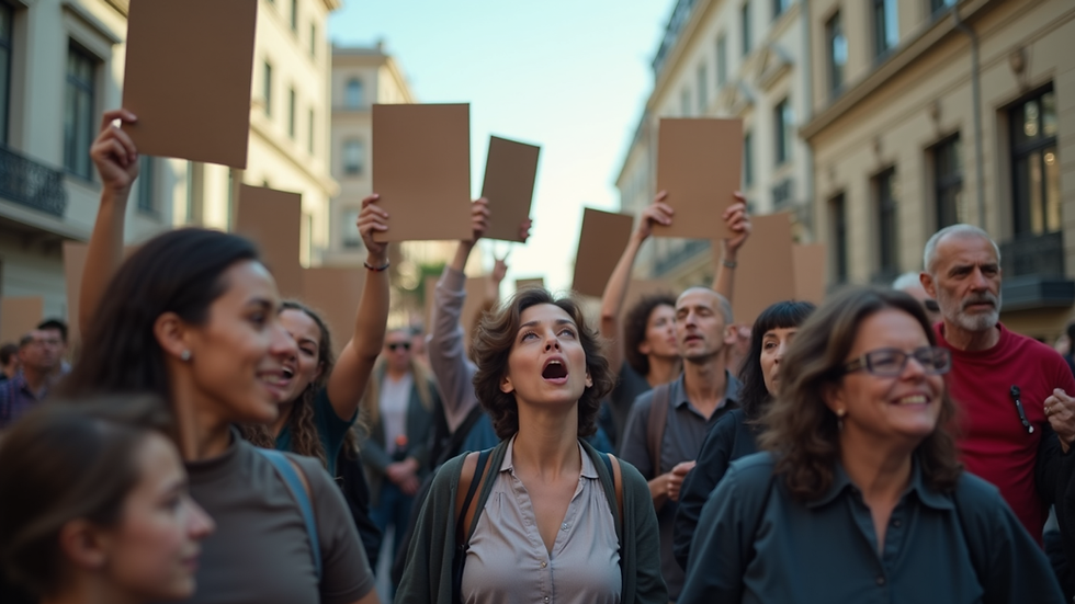 Eye-level view of a peaceful protest advocating for human rights
