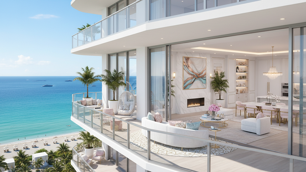 High angle view of luxury condo with ocean view in Miami