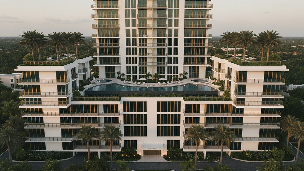 High angle view of modern condominium complex in South Florida