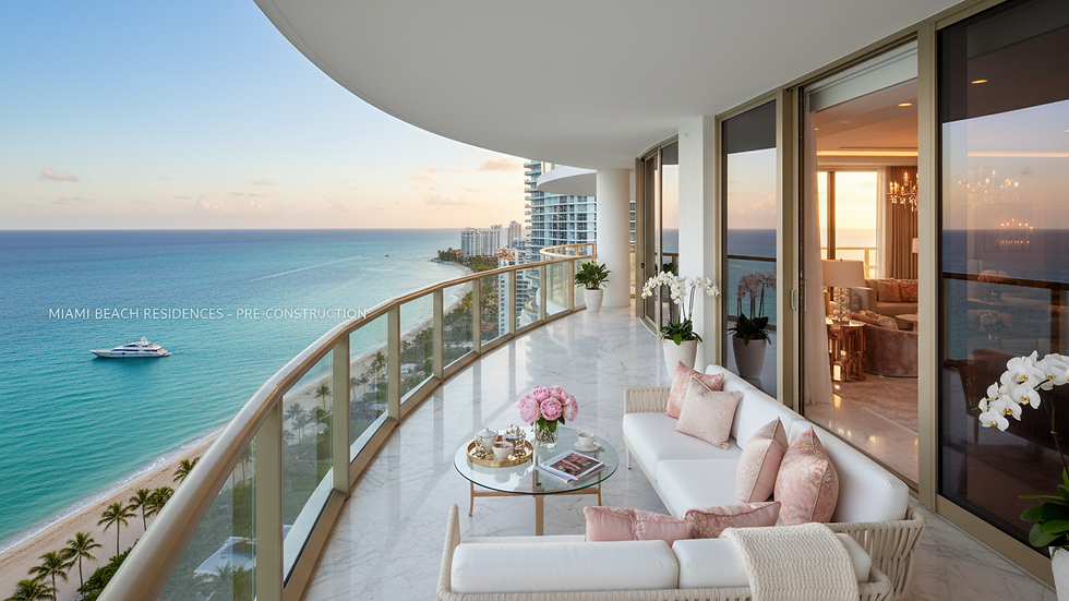 High angle view of luxury condo balcony overlooking the ocean