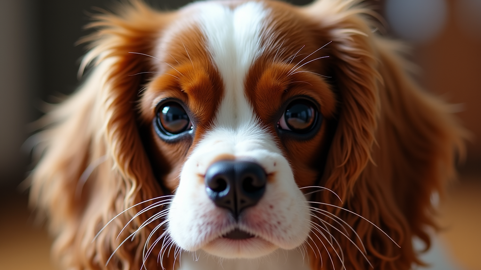 Close-up of Cavalier King Charles Spaniel's expressive eyes