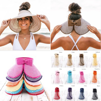 How adorable are these?? Foldable Bow Stripe Visors - marked down + ship free