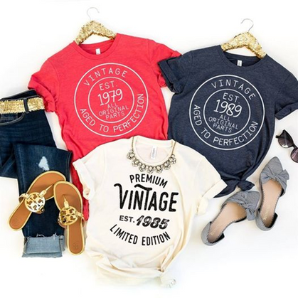 Customizable Vintage Tees are the perfect gift for a birthday. Marked down + ships free!