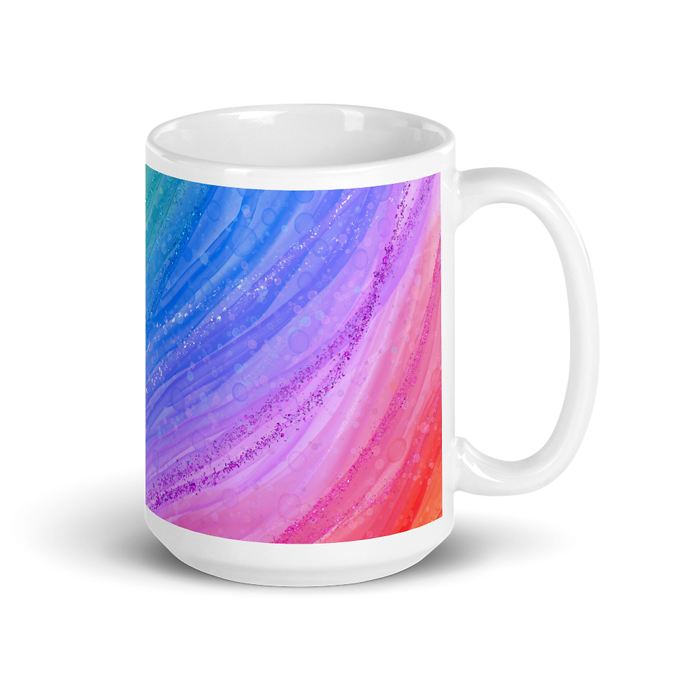 Thumbnail: White glossy mug - Rainbow Glitter 1