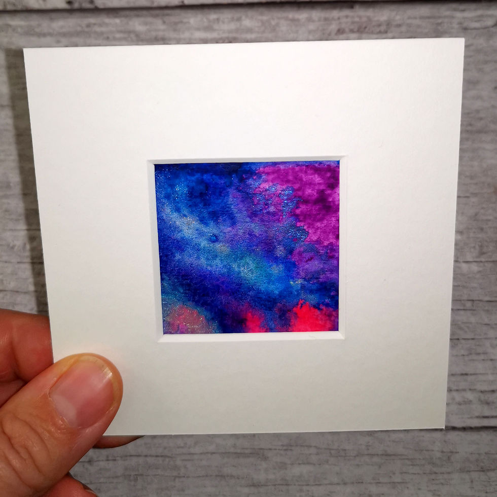 Thumbnail: Blue, Purple Tie-Dye Watercolour Painting