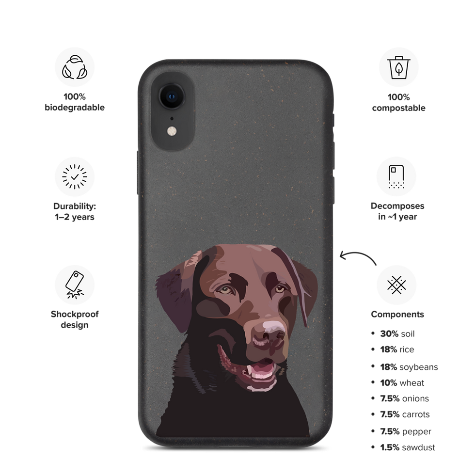 Thumbnail: Biodegradable phone case - Chocolate Labrador