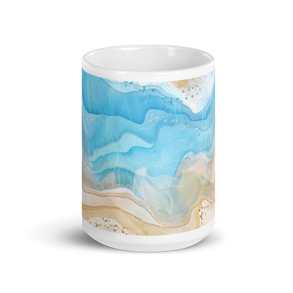 Thumbnail: White glossy mug - Clear Water Alcohol Ink