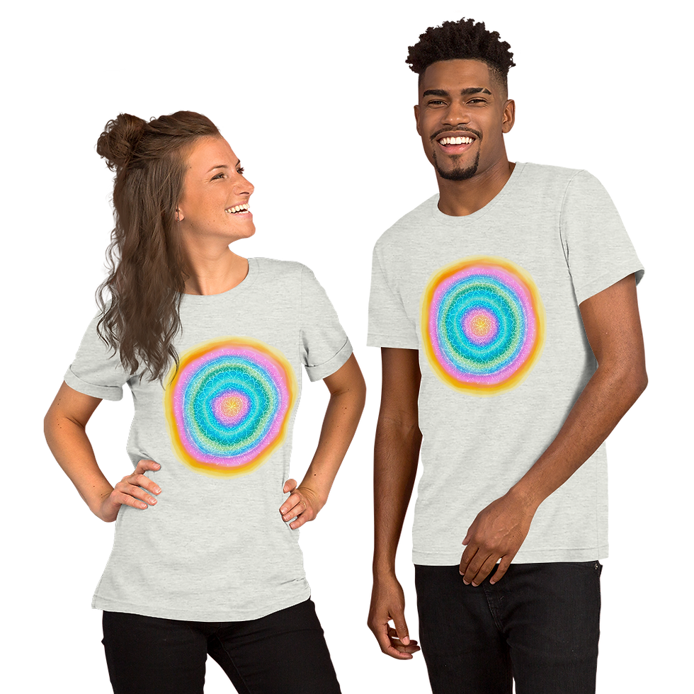 Thumbnail: Short-Sleeve Unisex T-Shirt - Rainbow Watercolour Mandala