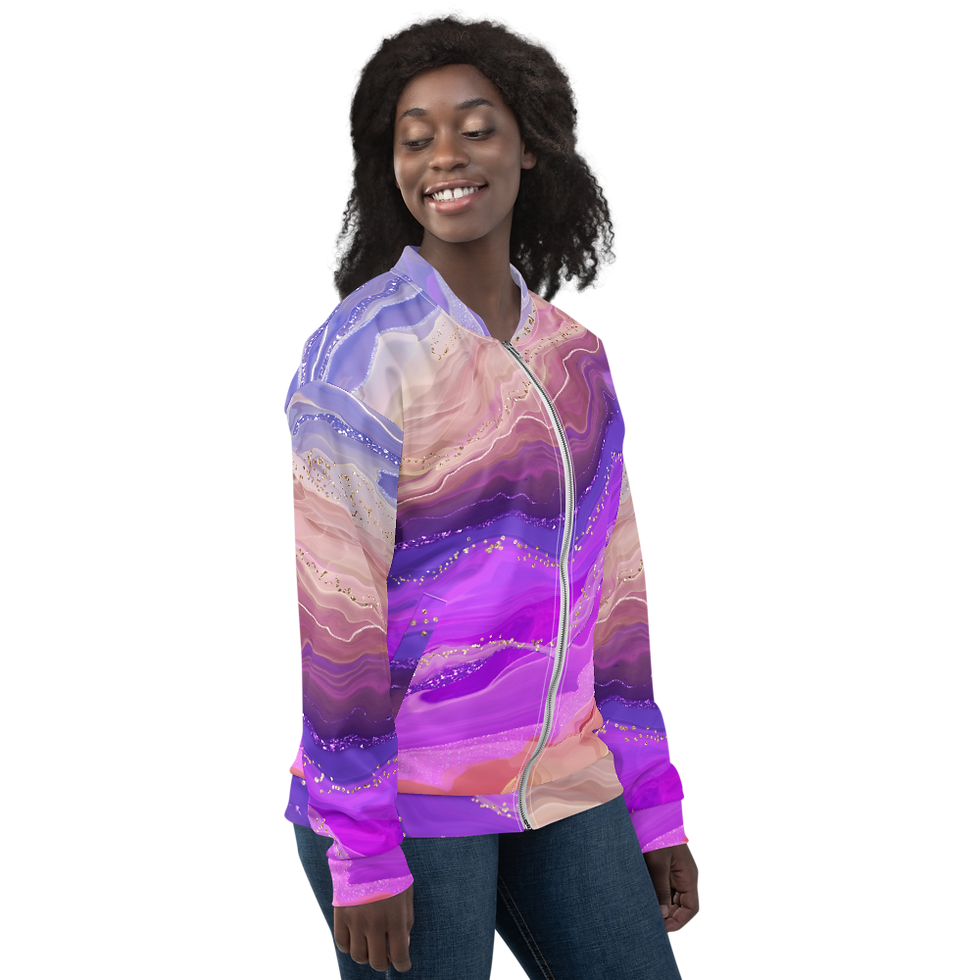 Thumbnail: Unisex Bomber Jacket  - Sunset Alcohol Ink