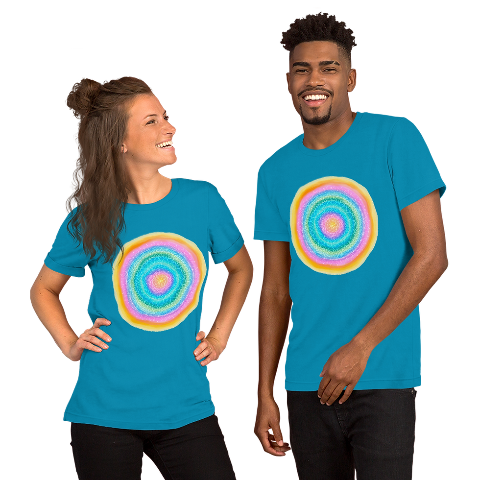 Thumbnail: Short-Sleeve Unisex T-Shirt - Rainbow Watercolour Mandala
