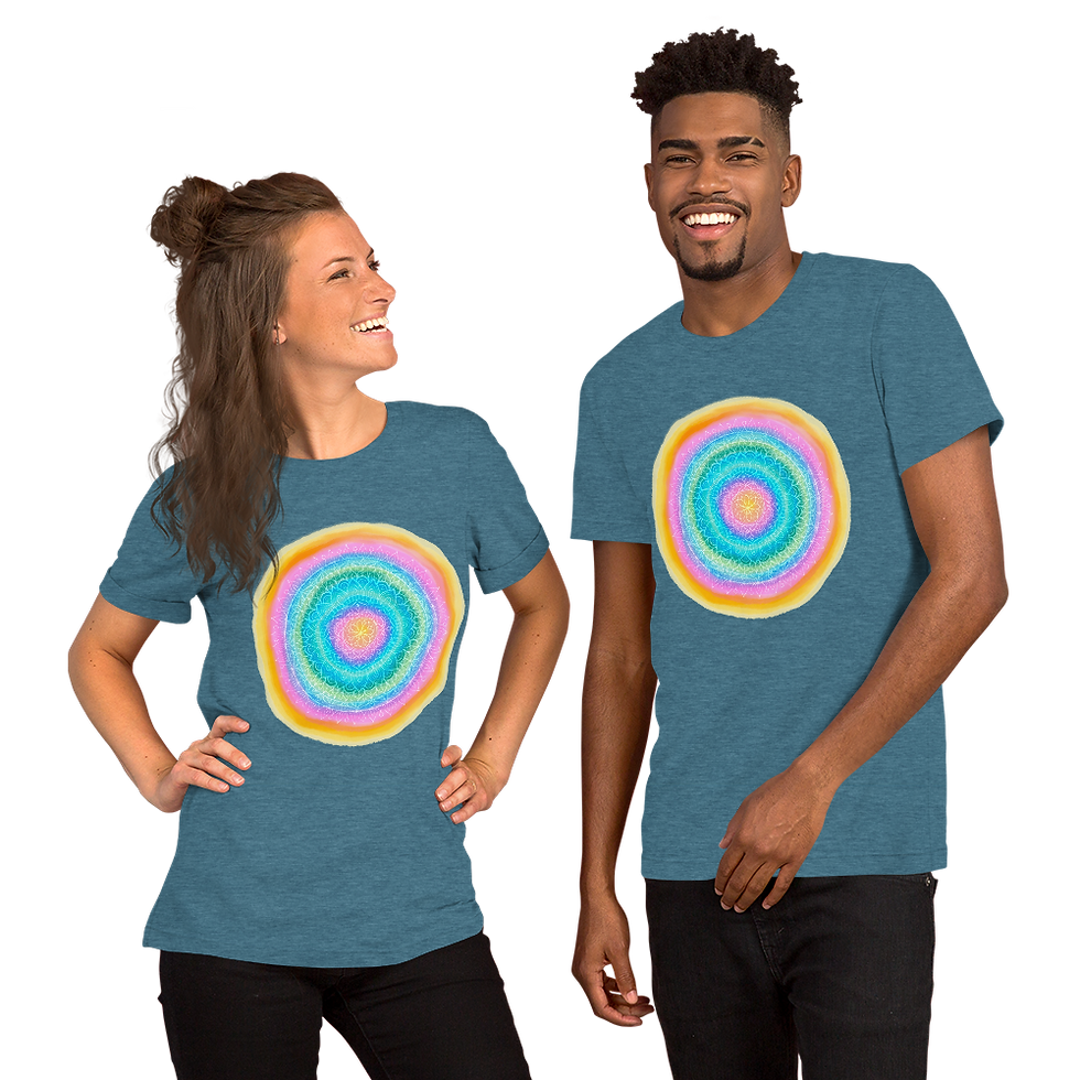Thumbnail: Short-Sleeve Unisex T-Shirt - Rainbow Watercolour Mandala