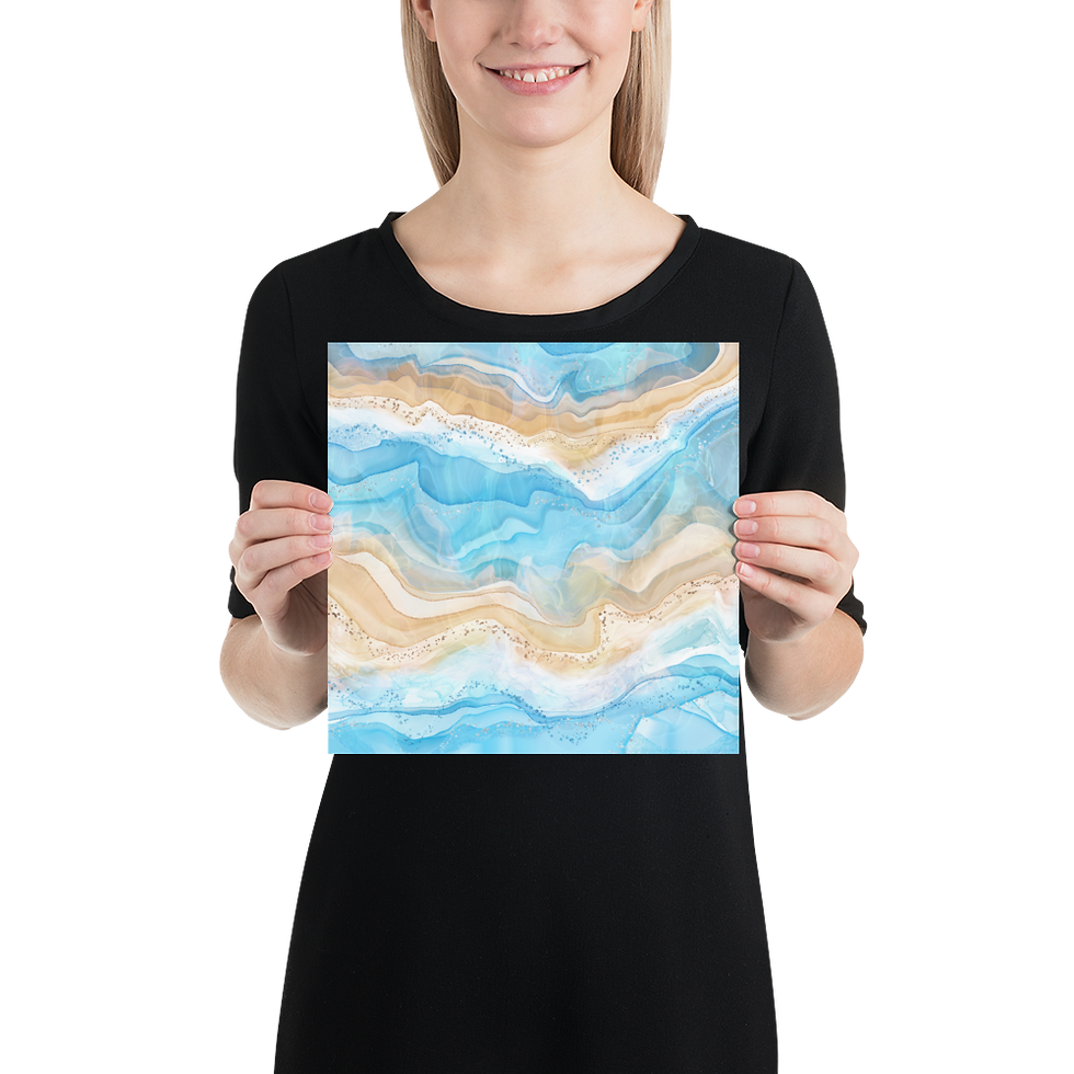 Thumbnail: Photo paper poster - from 10" to 18" square - Clear Water Alcohol Ink