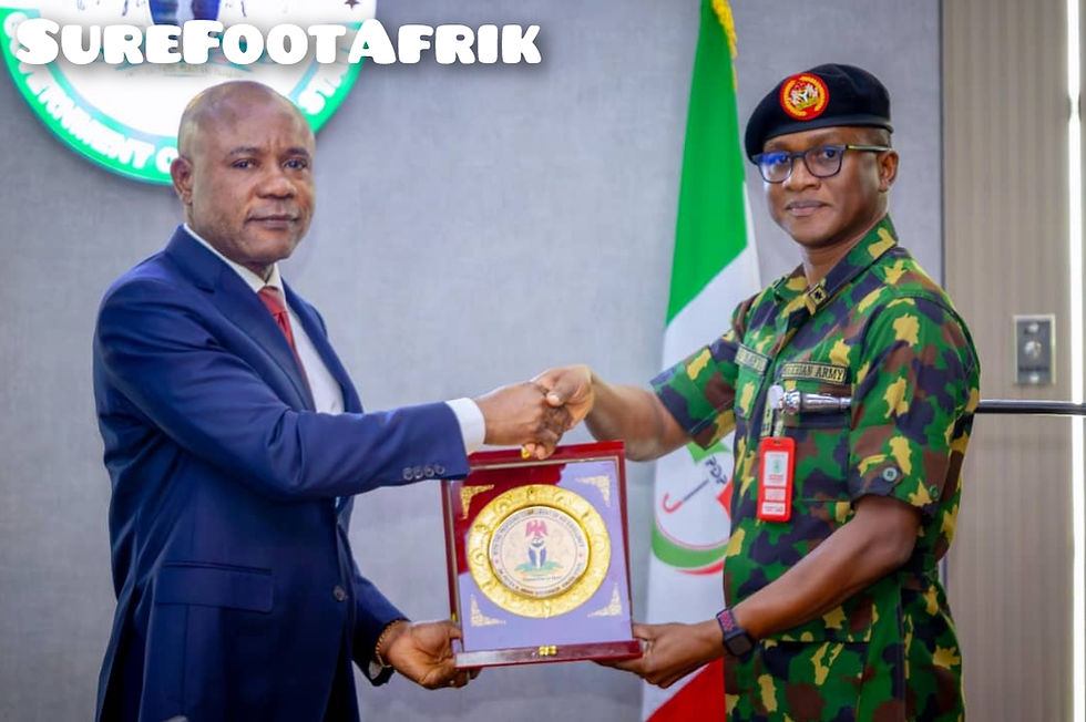 Gov. Mbah with the NYSC DG. Brig. Gen Olakunle Oluseye Nafiu