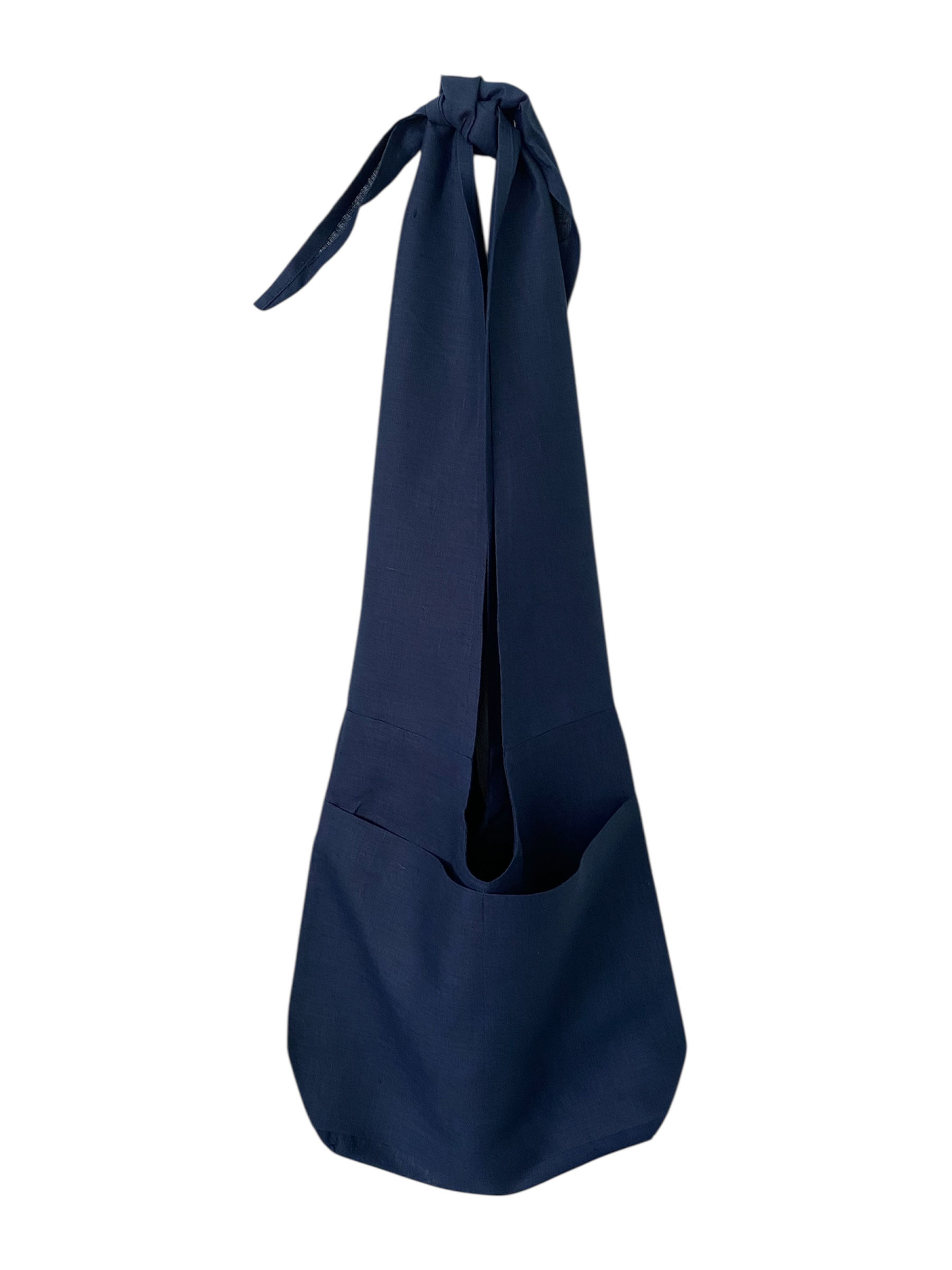 Tsuno Linen Tote Bag Navy With Knot Crossbody Bag