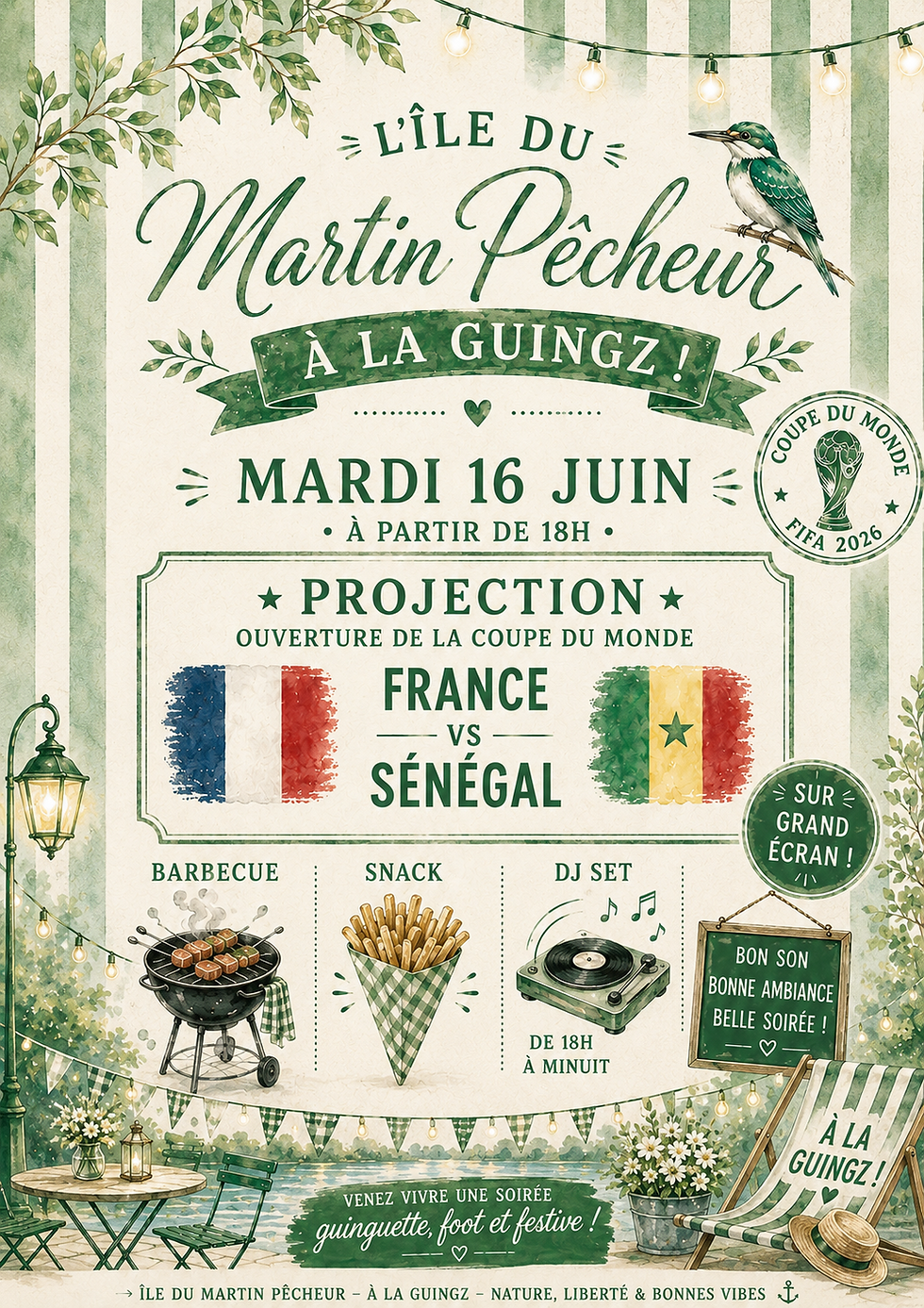 CDM - FRANCE vs SENEGAL - BBQ -DJ & GRANDS ECRANS