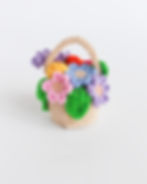 Wildflowers Crochet Basket Desk Buddy made with  cotton yarn, colorful handmade crochet flowers, perfect for desk decor