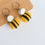Thumbnail: Handmade bumble bee crochet keychain in yellow and black, with keyring attached, made from soft premium cotton yarn