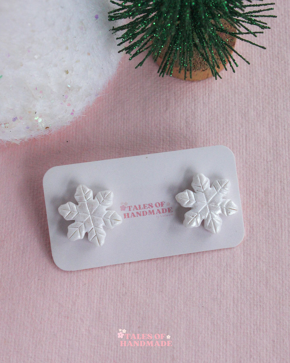 Thumbnail: Handmade Christmas white snowflake earrings – lightweight, and perfect for Christmas gifting.