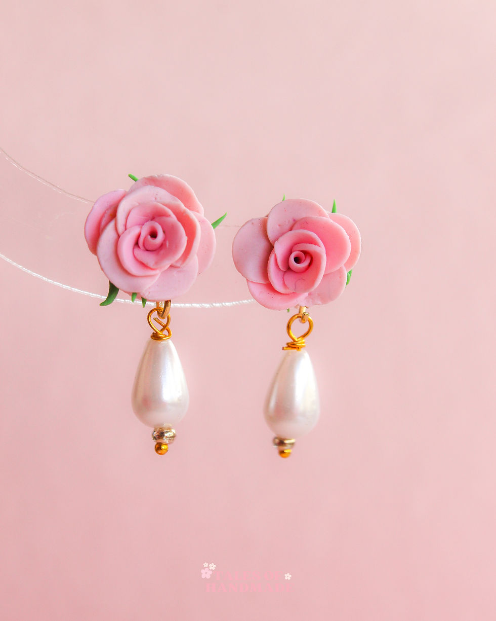 Thumbnail: Pink Rose Bloom Earrings