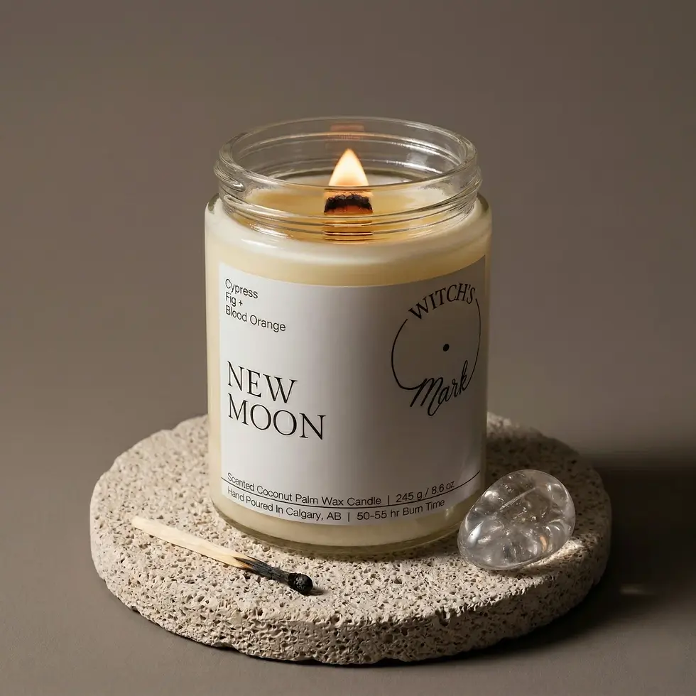 Large New Moon Crystal Candle