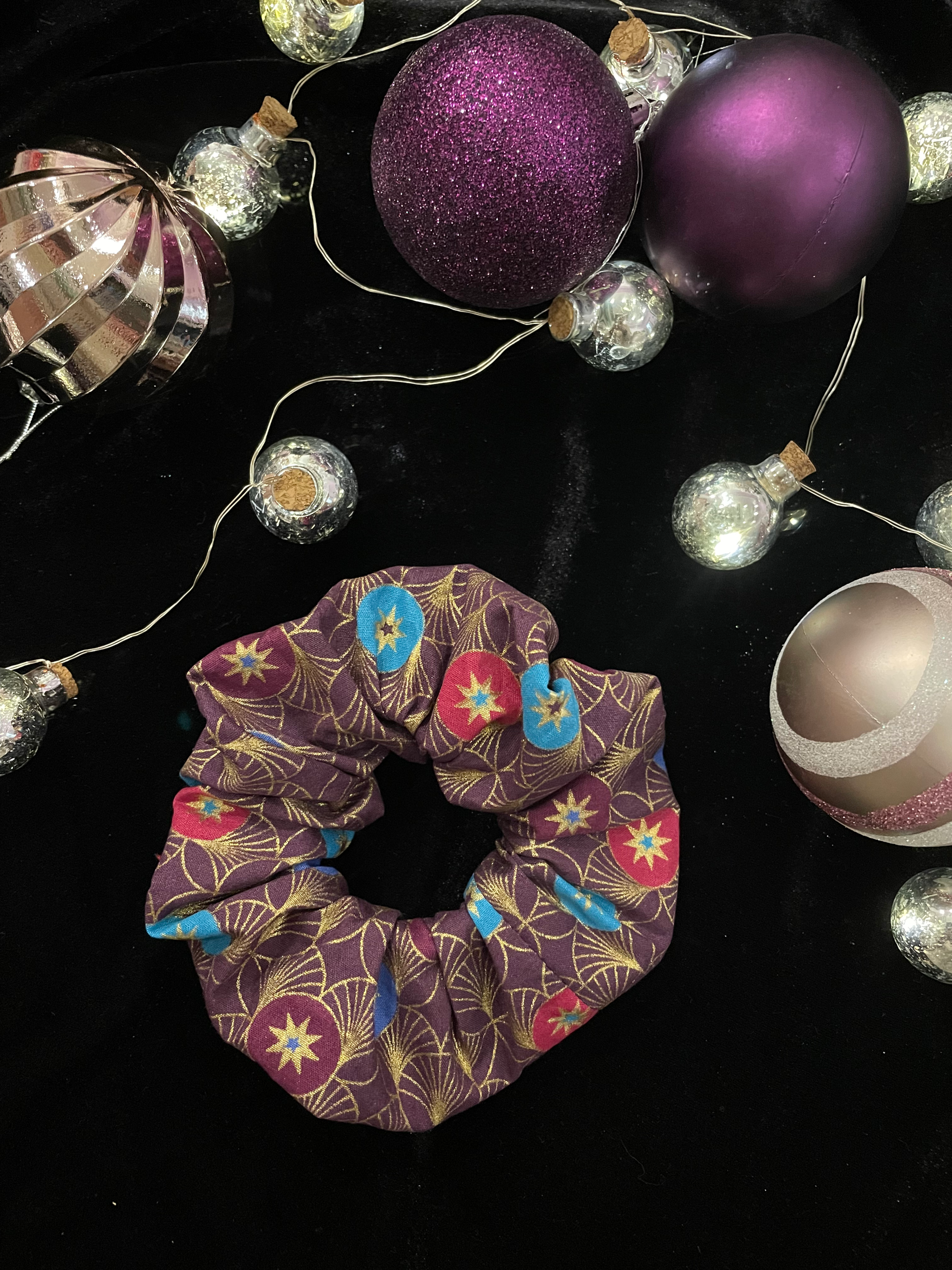 Chouchou de Noël "éventails violets"