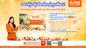 ตรุษจีนนี้ ! ซื้อ “สลากออมทรัพย์ ธอส. ชุดพิมานมาศ ปี 2568” มอบเป็นอั่งเปา รับผลตอบแทนสูง พร้อมลุ้นรางวัลใหญ่ทุกเดือนตลอด 24 งวด เปิดจำหน่ายวันที่ 20 มกราคม 2568 เป็นต้นไป