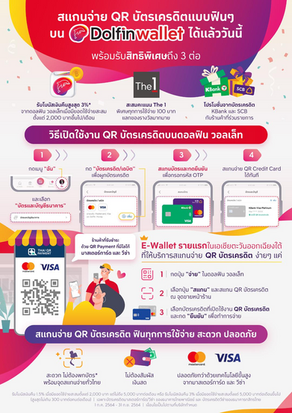 ดอลฟิน วอลเล็ท เปิดให้บริการสแกนจ่ายผ่าน QR บัตรเครดิตพร้อมขยายจุดรับชำระผ่านร้านค้าชั้นนำทั่วประเทศ