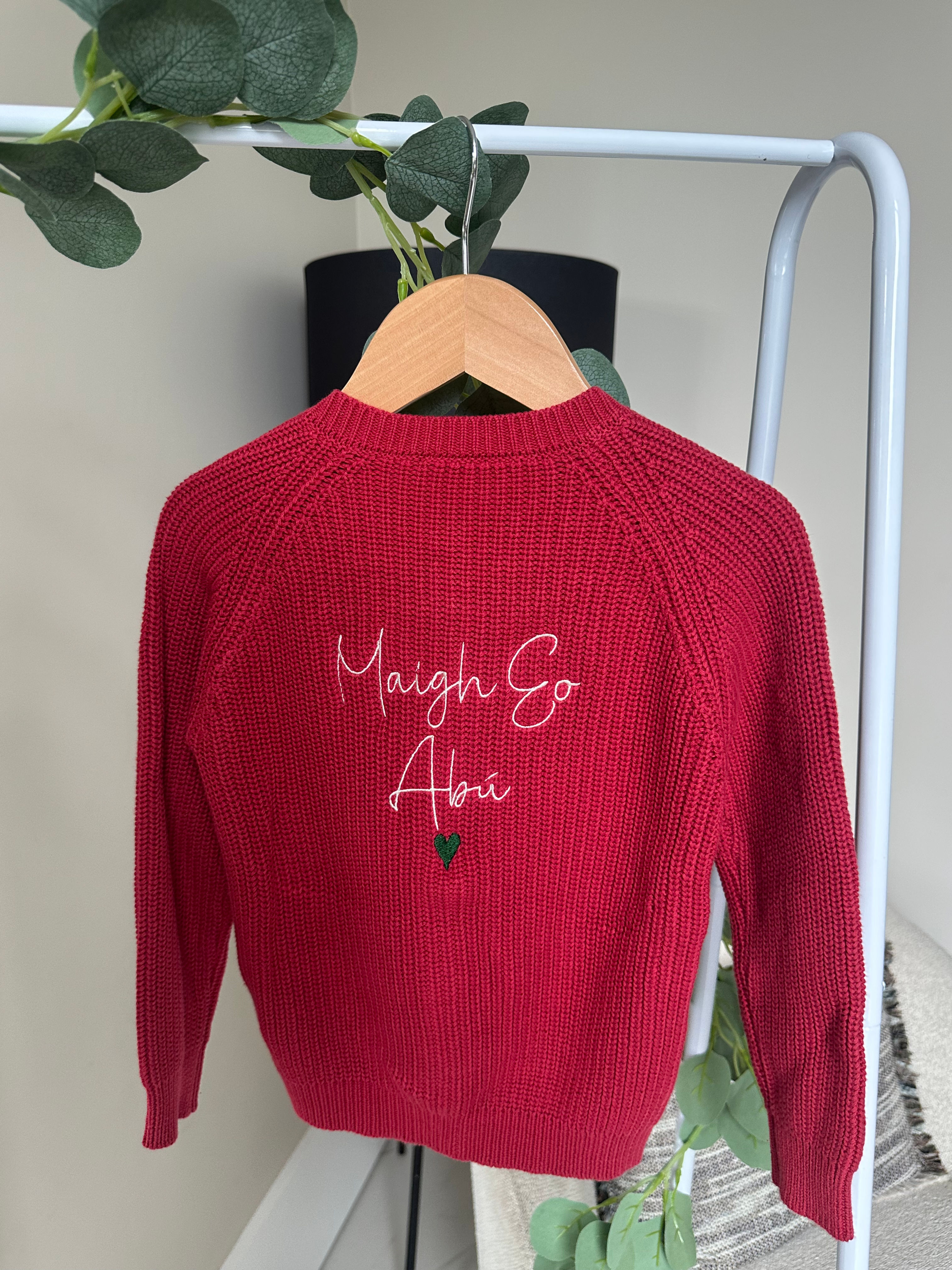 Mayo Abú Embroidered Red Knitted Cardigan