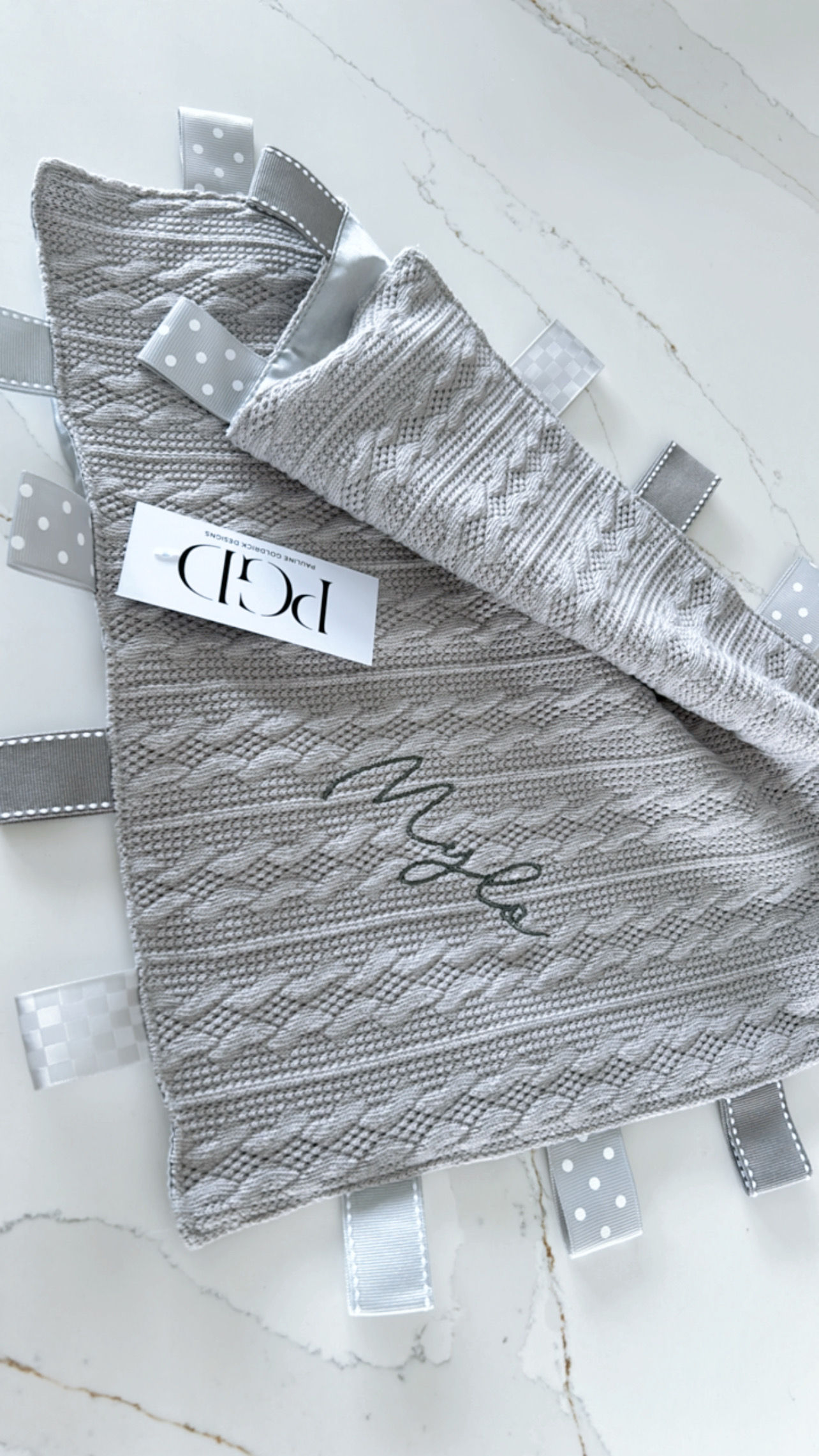 Grey Knit Comforter with Tags