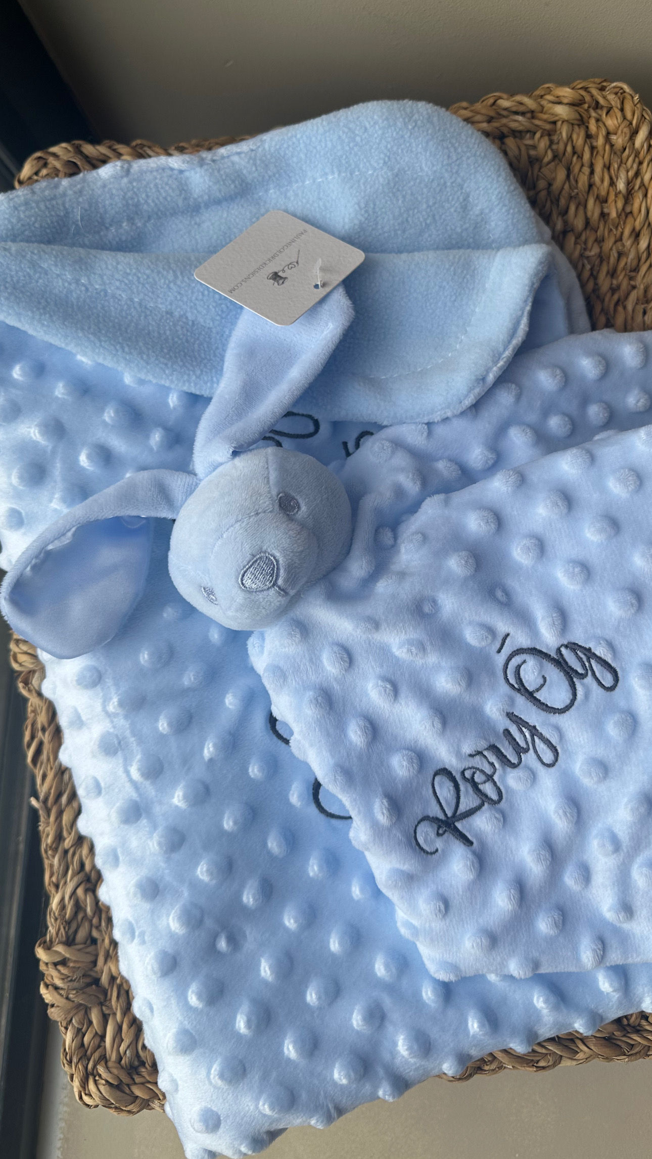 Dimple Blanket & Comforter Set Blue 