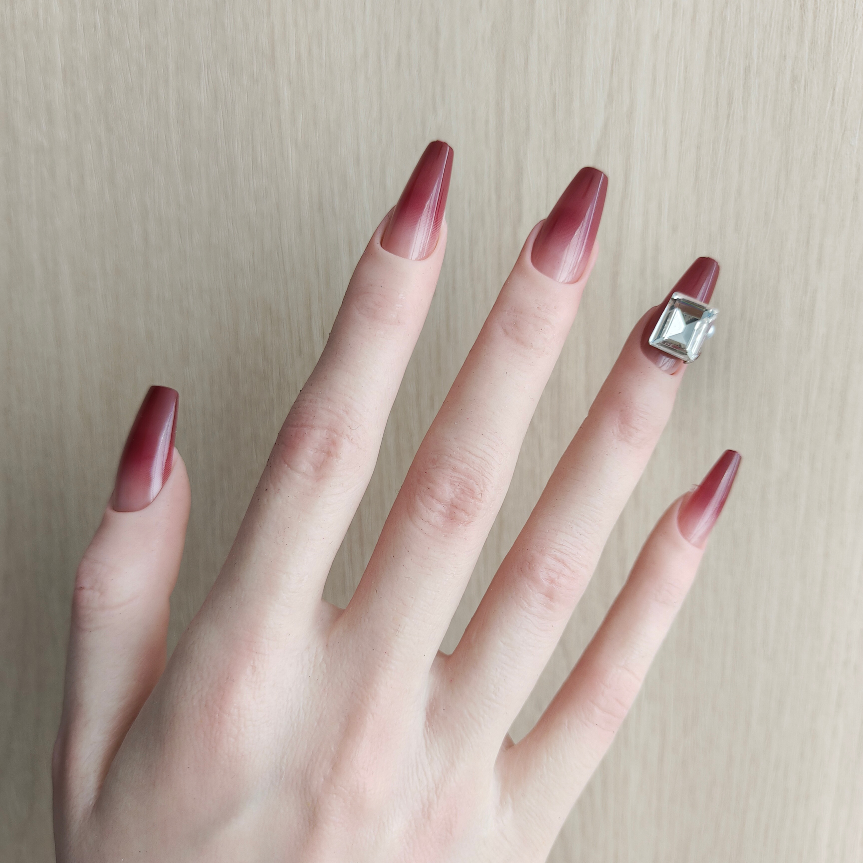 Maroon Whisper Red Ombre Rhinestone