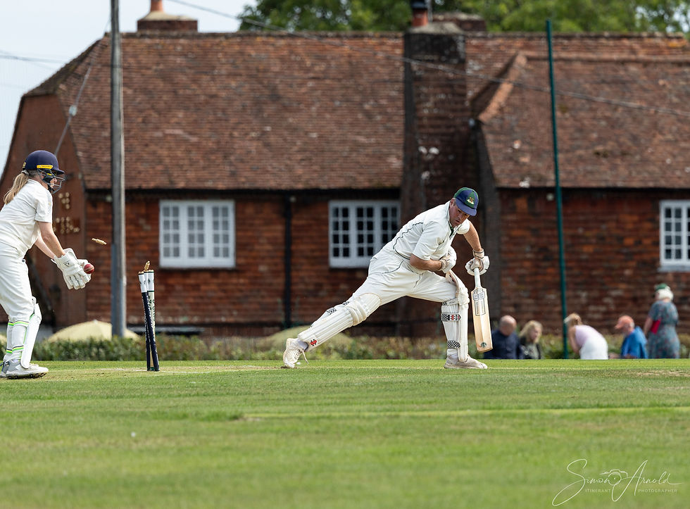 Ladenburg bowled by an unplayable leg spin delivery from Toogood