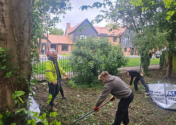 Boom Construction team clearing and preparing the Codicote site as part of the Codicote in Bloom community initiative – demonstrating commitment to giving back to the local area
