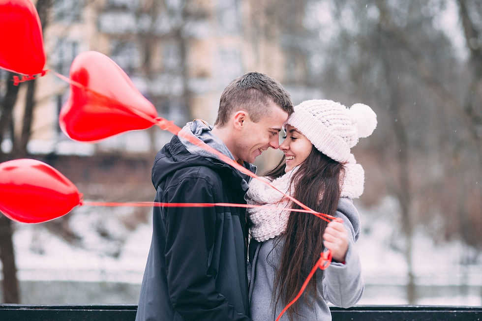 Couple with balloons
