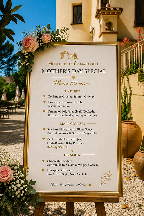 Mother's day menu