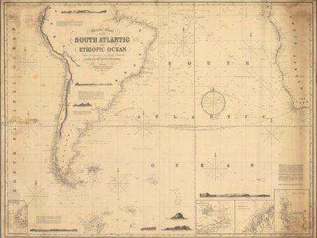 Ode To Oceanography: An Antique Nautical Chart of the South Atlantic Ocean