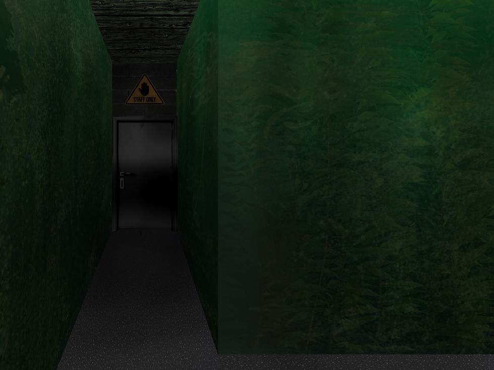 A photograph of the Kelp Maze in the fictional world of the Santa Rosa Aquarium. The Kelp Maze is housed in Sector B. Credit to SquakProductions.