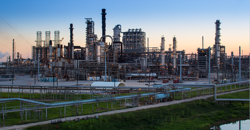 A photograph of Motiva Oil Refinery, the second-largest oil refinery in the United States, producing approximately 720,000 barrels per day. It is responsible for driving much economic growth in Port Arthur. Credit to Motiva Oil.