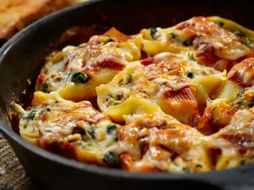 Baked Bacon & Spinach Pasta 