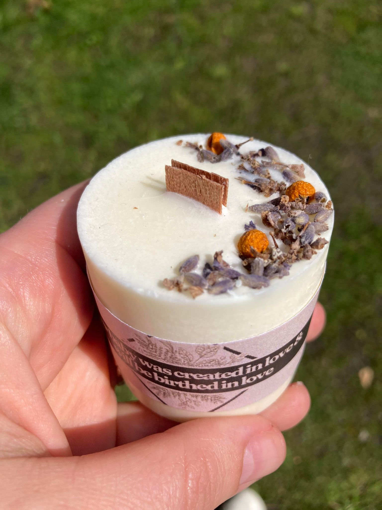 "Birth with love" affirmation candle