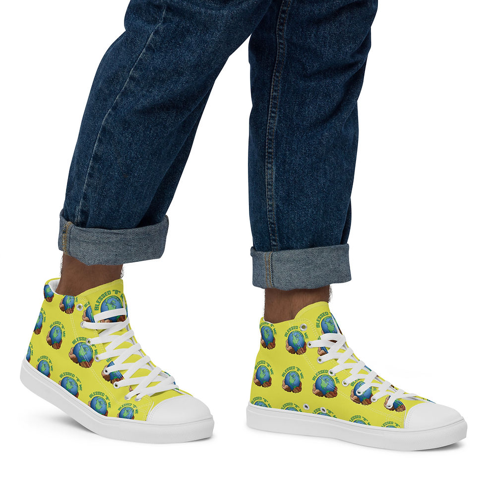Thumbnail: Blessed "B" Me Lime-Light, Men’s high top all over print canvas shoes