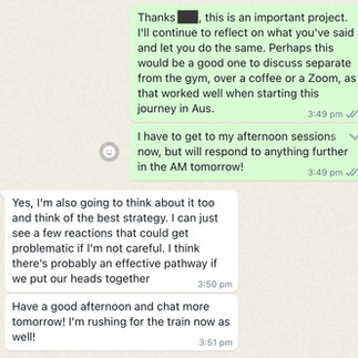 A text exchange outlining future steps.