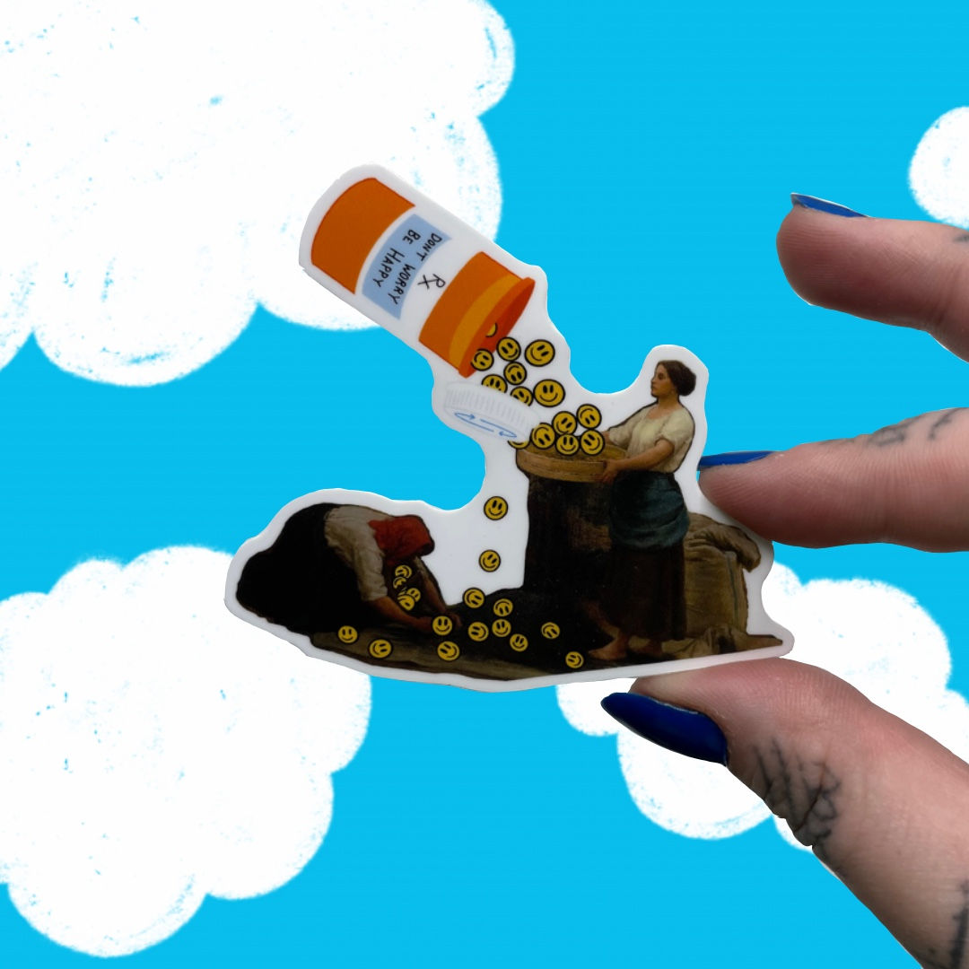 Be Happy Pill Sticker